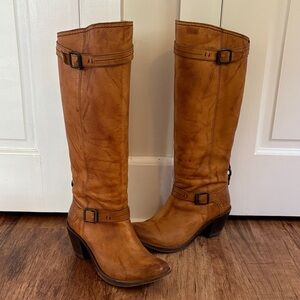 Frye Brown Leather Heeled Boots